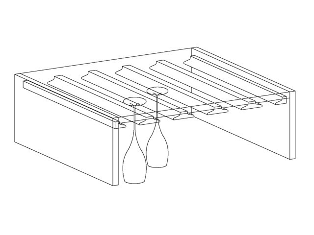 Üvegpohár tartó 500x20mm                 ÖREGCSERESZNYE                          